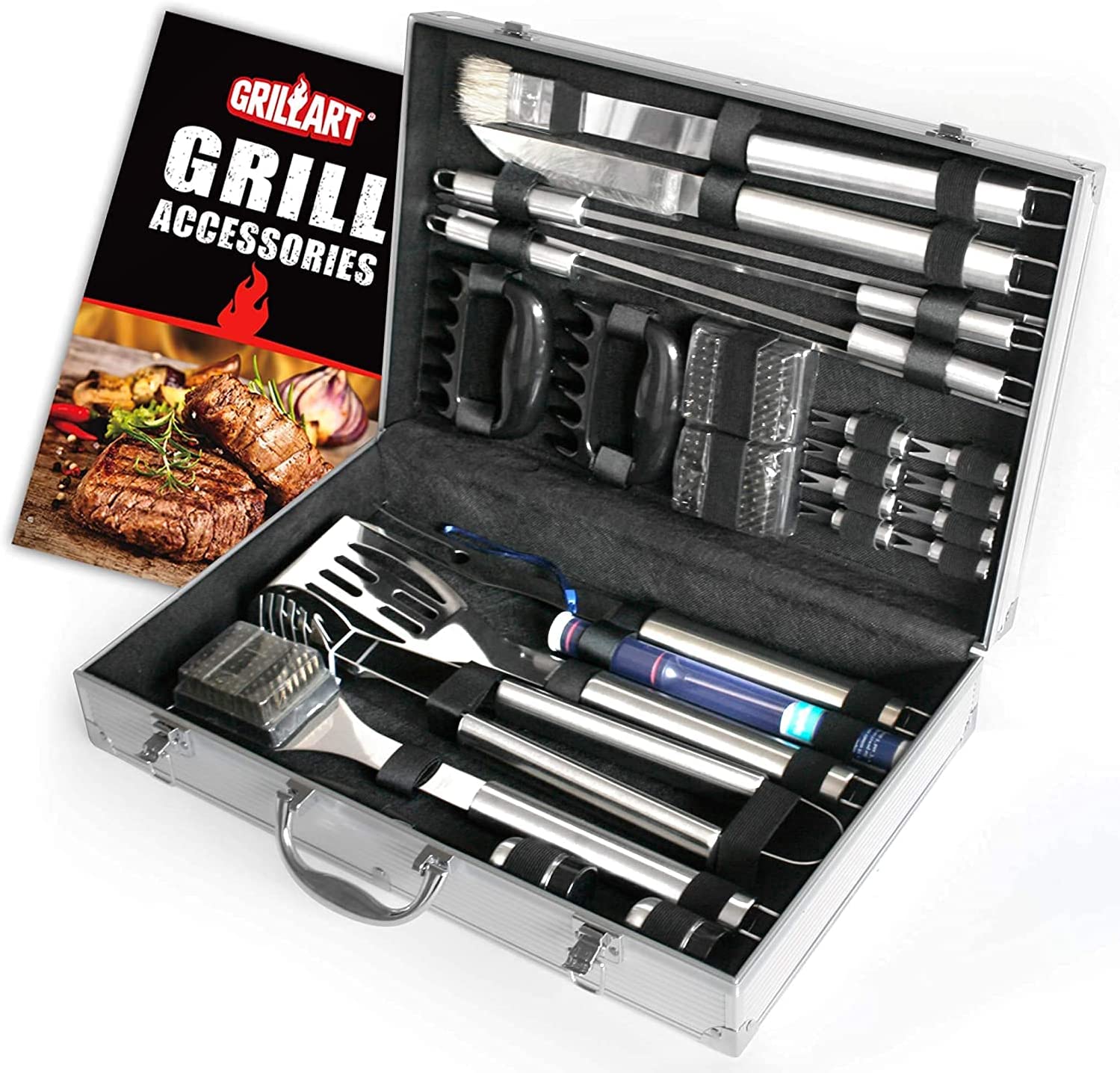 GRILLART BBQ Grill Utensil Tools Set Review: Reinforced BBQ Tongs and 19-Piece Stainless-Steel Set for the Perfect Grilling Experience